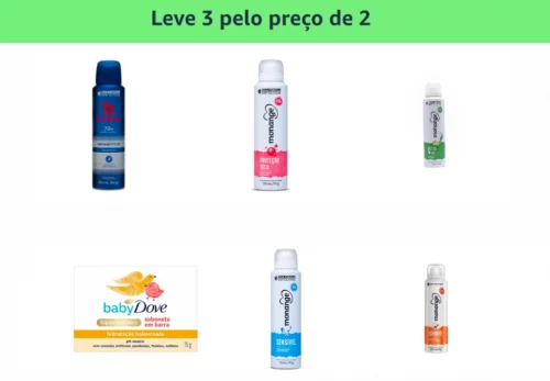 Leve 3 Pague 2 em Desodorantes Aerossol Monange ou Bozzano e Sabonete Dove Baby