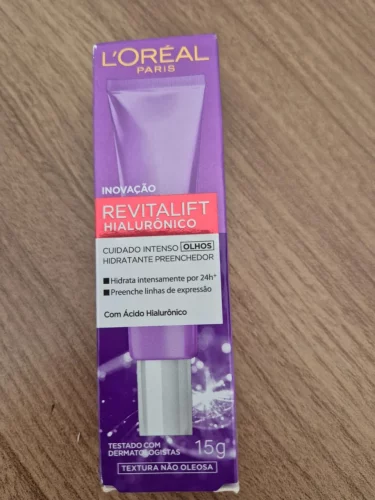 🛍 L’Oréal Paris Creme Para Área Dos Olhos Anti-Idade Revitalift Hialurônico, Cuidado Intenso e Combate às Olheiras, 15G