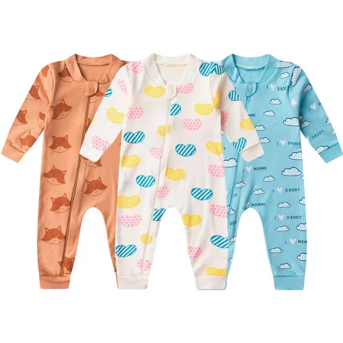 Macacão Bebê Suedine Estampado com Zíper (RN/P/M/G)