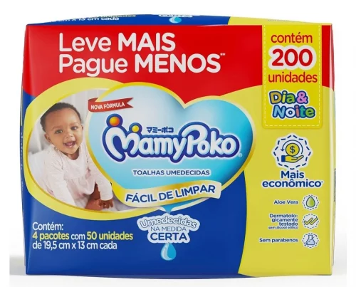 MamyPoko Lenços Umedecidos Dia&Noite 200 Unidades