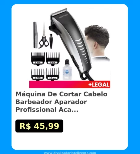 🛍Máquina De Cortar Cabelo Barbeador Aparador Profissional Acabamento Barba 9 Peças Elétrico 110V