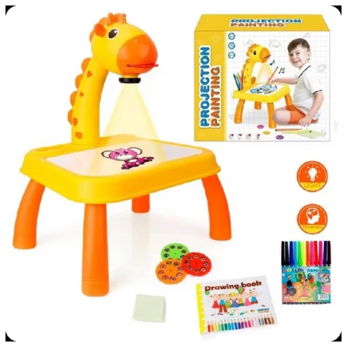 Mesa Projetora Lousa Mágica Infantil Brinquedo de Desenhar Pintar Colorir Acompanha Desenho Projetor