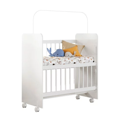 Mini Berço Bed Side Doce Amor Com Grade Móvel e Colchão