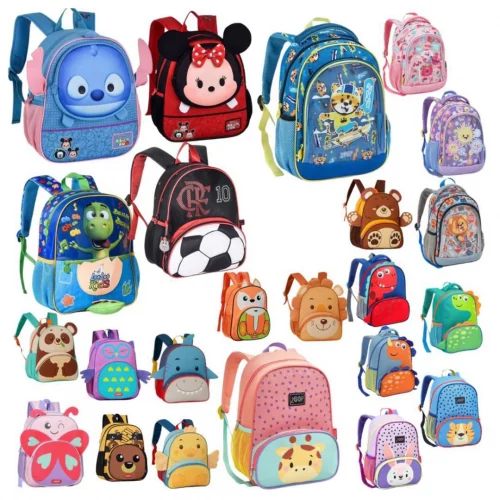 Mochila Animais Zoop Pré Escolar Creche Masculina 2 Divisórias Resistente Para Meninos