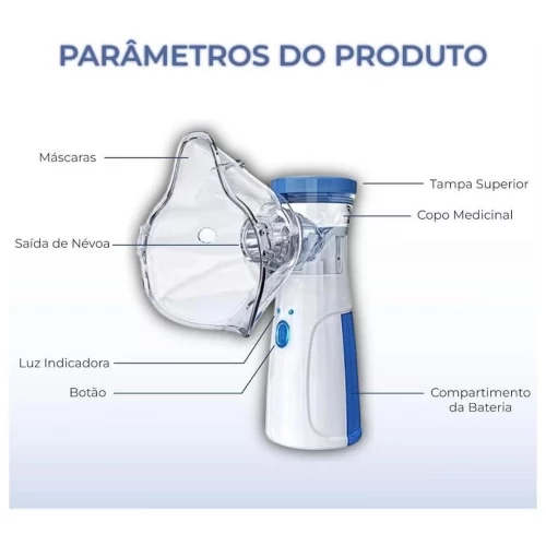 Nebulizador Portátil Mini Inalador Silencioso Ultra-sônico Automático para Adultos e Crianças