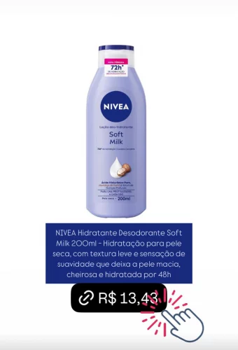 NIVEA Hidratante Desodorante Soft Milk 200ml - Hidratação para pele seca, com textura leve e sensação de suavidade que deixa a pele macia, cheirosa e ...