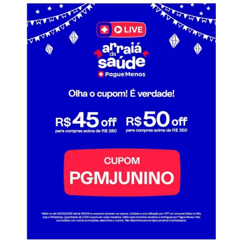 Novo Cupom na Pague Menos por tempo limitado!