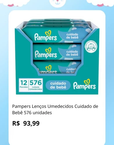🛍️Pampers Lenços Umedecidos Cuidado de Bebê 576 unidades