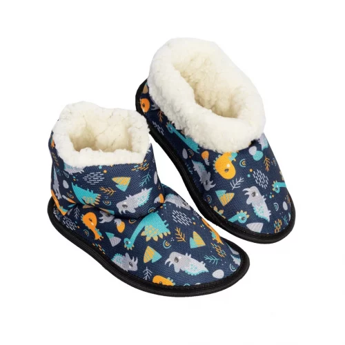 Pantufa infantil botinha menino e menina de Lã Estampa gato cachorro unicórnio Solado resistente