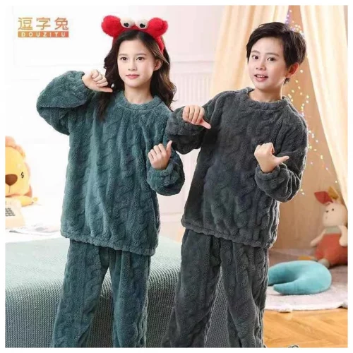 Pijama Infantil Fleece Manga longa Conjunto Peluciado Inverno Quentinho Frio pra feminino e masculino 5122 E 5126