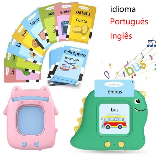 🛍️Pronúncia Portátil Máquina De Cartões De Aprendizagem Oral Kids Educational Toys（Português e Inglês）