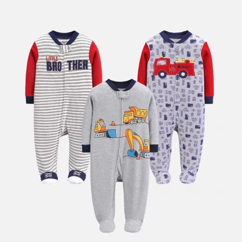 Recém-Nascido Algodão Puro Com Zíper Baby Boy Girl 0-24m Random 1 Piece