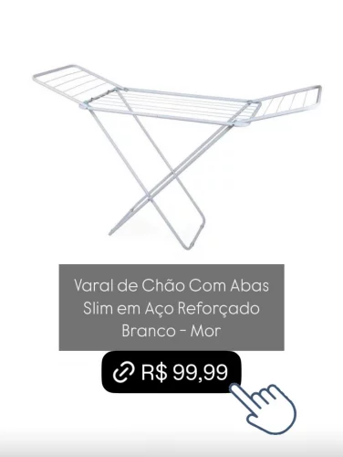 Varal de Chão Com Abas Slim em Aço Reforçado Branco - Mor