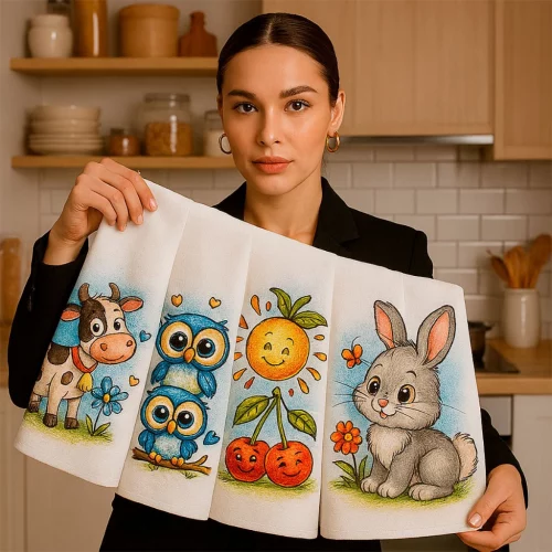 💖 *20 Pano de prato estampado com bainha - Pano de copa - guardanapo - 100% algodão pano de cozinha*