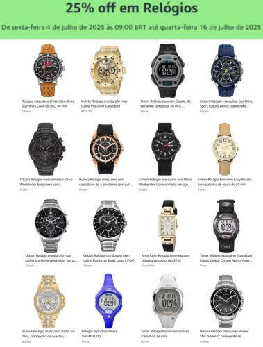 🚨 25% OFF EM RELÓGIOS NA AMAZON ‼️