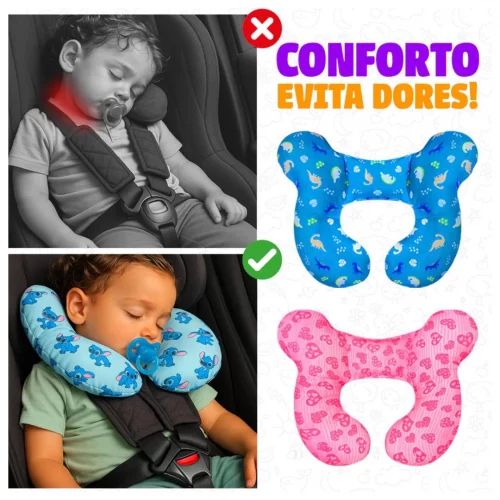 Almofada para Pescoço Bebe Conforto fofinha Apoio de Cabeça 100% Algodão