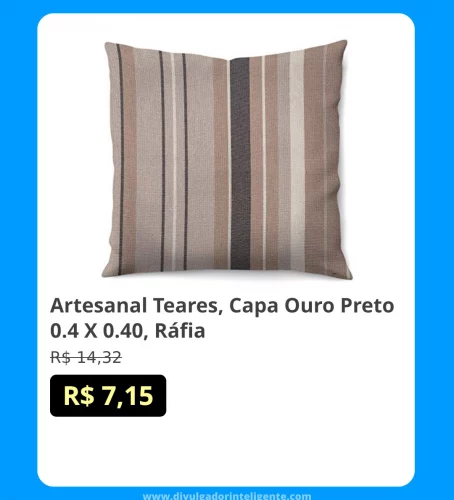 🛍Artesanal Teares, Capa Ouro Preto 0.4 X 0.40, Ráfia