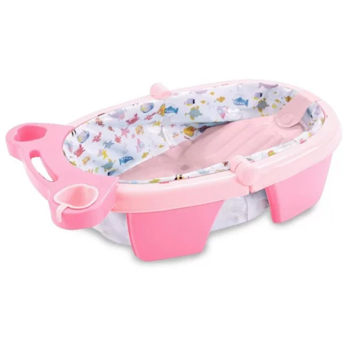 Banheira de Bebê Inflável e Portátil AirPlus, Dobrável, Base Antiderrapante e Bandeja Removível MaxiBaby - Rosa