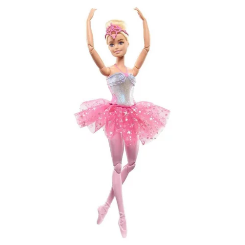 Barbie Fantasia Boneca Bailarina Luzes Brilhantes Rosa