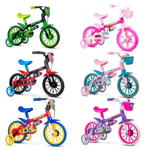 Bicicleta Infantil Aro 12 com rodinhas Nathor Black de 3 a 5 anos