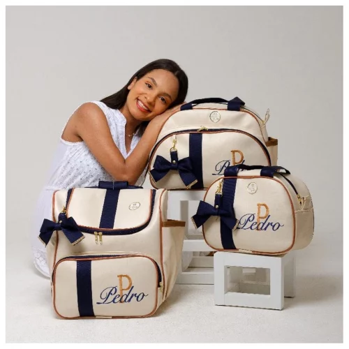 Bolsa Maternidade Personalizada Menino Luxo Kit Bolsa Maternidade Nome Personalizada