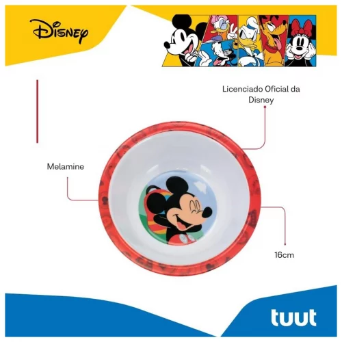 Bowl de Melamine Disney Mickey Mouse 16cm – Produto Oficial
