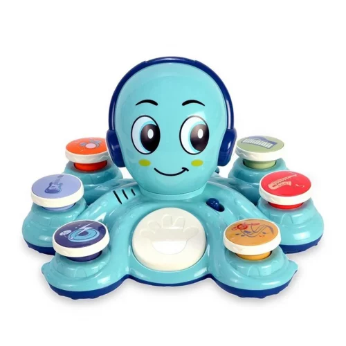 Brinquedo Educativo Polvo Musical com 6 Botões Luz + 20 Sons