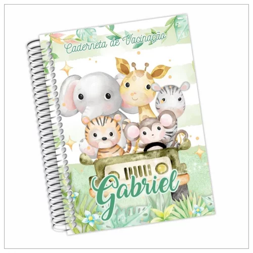 Caderneta Vacinação Safari Menino Personalizada