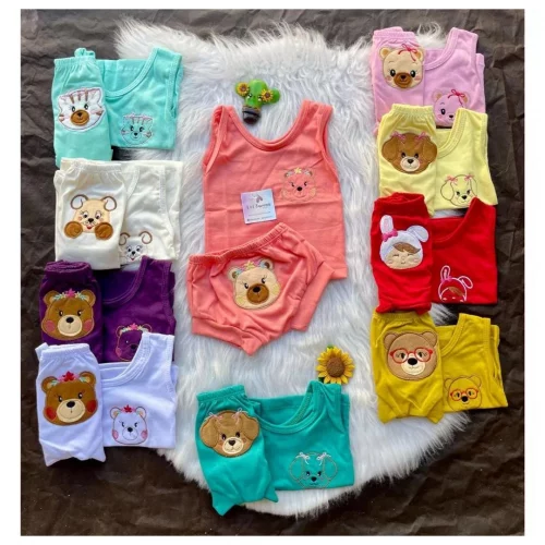 Camiseta Infantil MENINA + Tapa Fralda Infantil Animais Combinado Conjunto Bebe KIT com 2 Peças