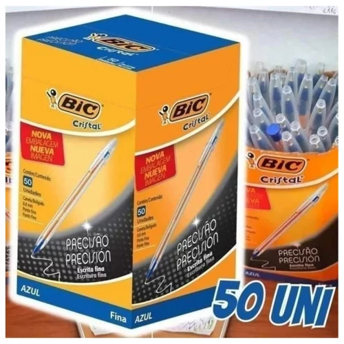 Caneta Bic Azul Cristal Dura Mais – Ponta Esferográfica Média de 1.0mm. Escrita Macia e Cor Intensa