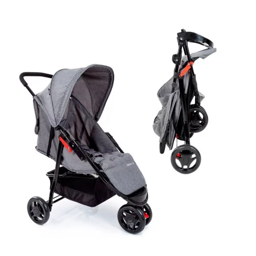 Carrinho de Bebê Toffy Gris Mescla 3 Rodas