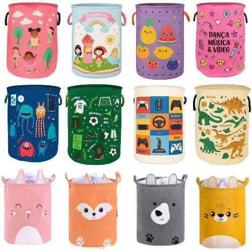 🛍️Cesto Infantil Organizador Multiuso Tecido Dobrável Roupa Brinquedos