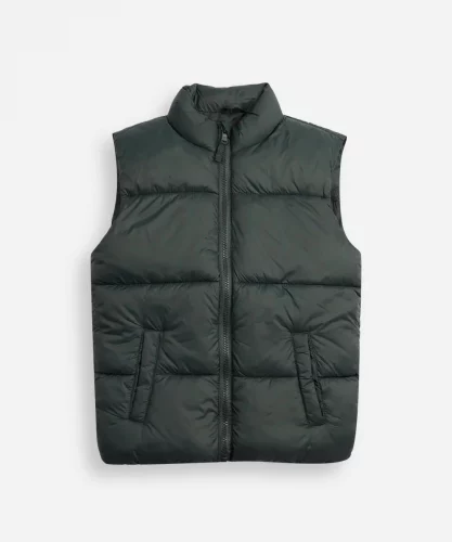 Colete puffer infantil alongado verde - Tam 4 ao 12