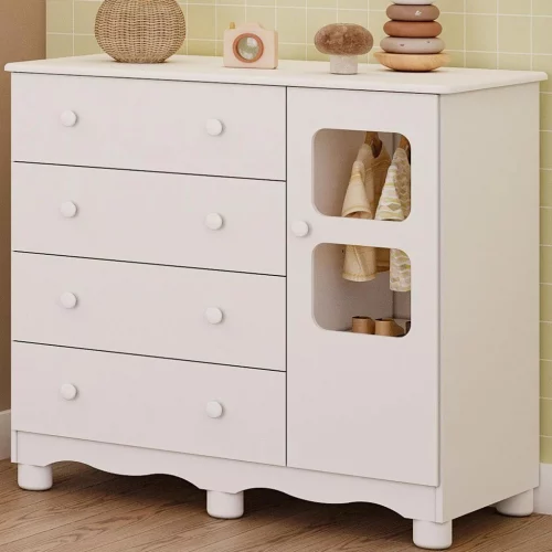 Cômoda de Bebê 1 Porta 4 Gavetas 100% MDF Uli