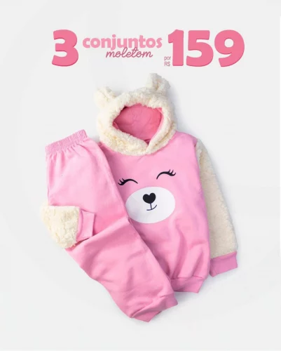 😳  Compre 3 conjuntos de moletom infantil por R$159