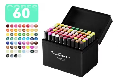 Conjunto Canetas Marcador Canetinha Ponta Dupla 60 Cores Kit