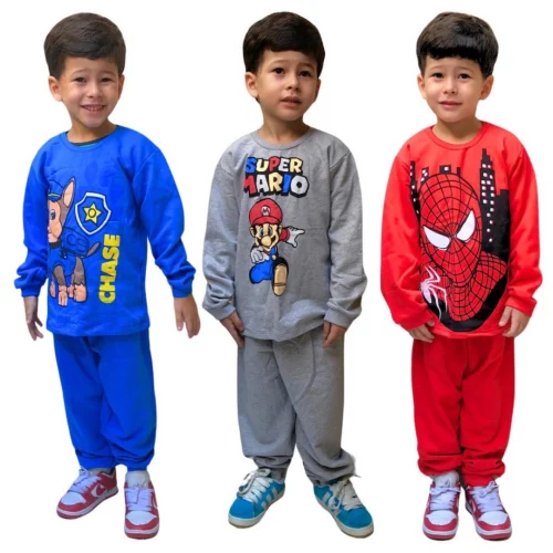 Conjunto De Moletom Infantil Menino Gola Redonda