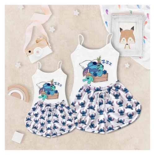 Conjunto Kit Tal Mãe e Filha Pijama Feminino Stitch