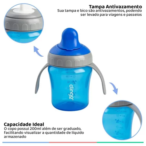 Copo Treinamento Com Tampa Clingo Azul
