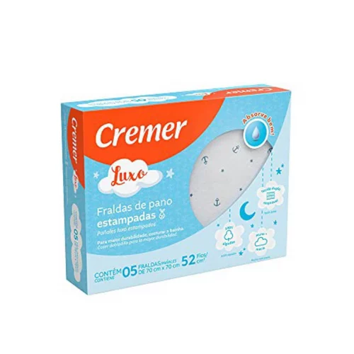 Cremer Fralda Luxo Estampa Masculina Pc Com 5 Unidades (Embalagem Pode Variar)
