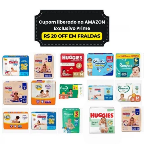 Cupom de R$ 20 OFF em Fraldas
