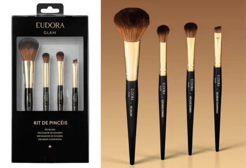 ✨ Eudora Kit Glam Pincéis para Presente (4 Produtos)