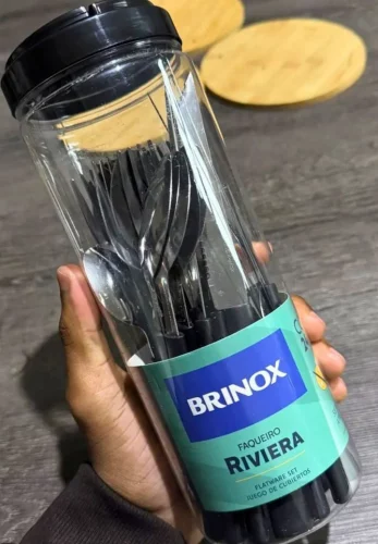 Faqueiro Inox 24 Peças Preto Brinox Riviera
