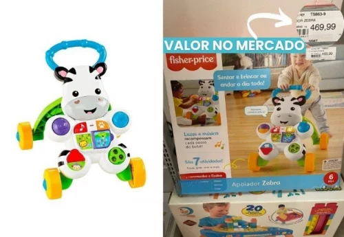 FISHER-PRICE, Andador e Apoiador para bebês, Formato Zebra