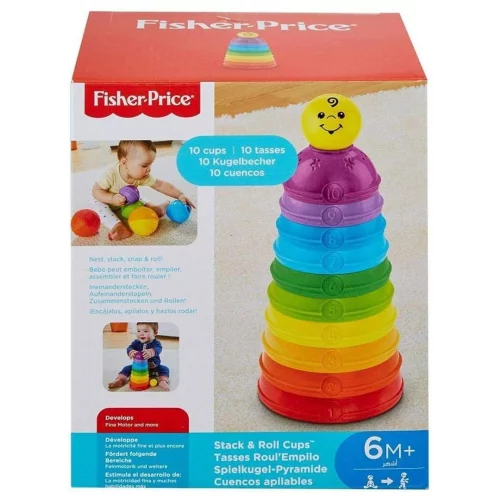 Fisher-Price Brinquedo para Bebês Potinhos Empilhar & Rolar para crianças a partir de 6 meses