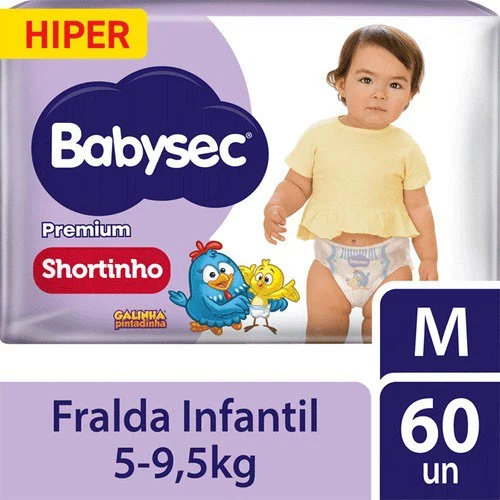 Fralda Babysec Galinha Pintadinha Premium M com 60