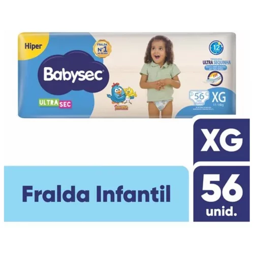 Fralda Babysec Ultrasec Galinha Pintadinha XG com 56