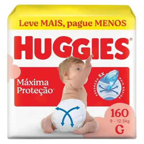 Fralda Descartável Huggies Máxima Proteção Tamanho G 160 unidades – Nova fralda Supreme Care