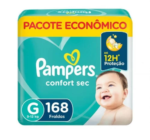 Fralda Pampers Confort Sec G 168 Unidades