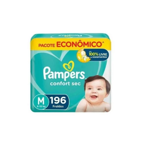Fralda Pampers Confort Sec M 196 Unidades